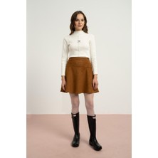 Locoloco Kız Çocuk Süet Valonlu Etek 9-14 Yaş Camel