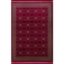 Eko Halı Sateen Afghan SFG03 Red Afgan Desenlerine Sahip Hav Vermez Yıkanabilir Kaymaz Tabanlı Makine Halısı