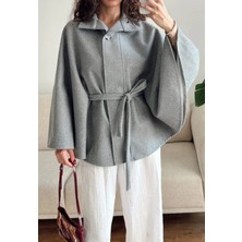 Dima Kuşaklı Kaşe Kumaş Panço