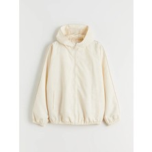 LC Waikiki Lcw Kids Ekru Kapüşonlu Kız Çocuk Mont