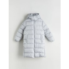 LC Waikiki Lcw Kids Gri Kapüşonlu Kız Çocuk Şişme Mont