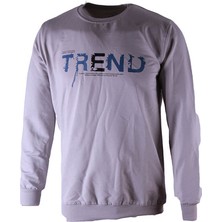 Trender 0 Yaka 2 Ip Gri Erkek Sweatshirt Trend Baskı