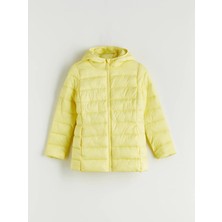 LC Waikiki Lcw Eco Sarı Kapüşonlu Kız Çocuk Şişme Mont