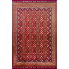 Eko Halı Sateen Afghan SFG01 Red Afgan Desenlerine Sahip Hav Vermez Yıkanabilir Kaymaz Tabanlı Makine Halısı