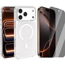 Vendas Apple iPhone 17 Pro Kılıf Ic Çipli Zore Wireless Şarj Özellikli Şeffaf Orjin Kapak + Hayalet Ekran Koruyucu