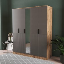 T&B Venüs 5 Kapaklı Eko Gardırop - Mdf Kapak