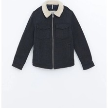 LC Waikiki Lcw Vision Antrasit Pelüş Yaka Erkek Çocuk Kaşe Mont