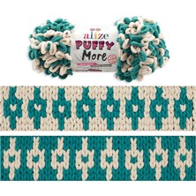 Atölye Made Alize Puffy More 6542  2'li Paket Kendinden Ilmekli El Örgü Ipi Battaniye, Bebek Ürünleri