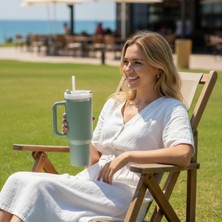 Perlotus 1200 ml Pipetli Termos Matara Çift Katman Çelik, 6 Saat Soğuk Tutma(Sızdırmaz)