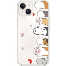 TechTree iPhone 13 - 14 Uyumlu Sevimli Kedi Patiler Tasarımlı Baskılı Silikon Kılıf