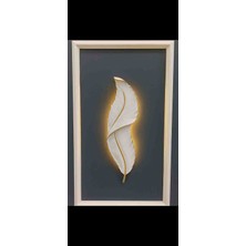 Tasarım Beyaz Gold Damarlı Dekoratif Duvar Apliği – 62×18 cm – 9V Pilli
