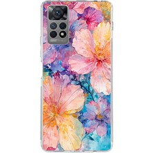 TechTree Redmi Note 12 Pro 4g Uyumlu Renkli Çiçekler Sulu Boya Baskılı Silikon Kılıf