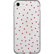 TechTree iPhone 6 - 6s Uyumlu Kırmızı Kalpler Tasarımlı Baskılı Silikon Kılıf