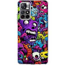TechTree Redmi 10 Uyumlu Psikodeli Renkli Canavarlar Baskılı Silikon Kılıf