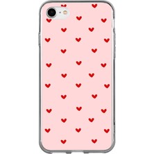TechTree iPhone 6 - 6s Uyumlu Kırmızı Minik Kalpler Baskılı Silikon Kılıf