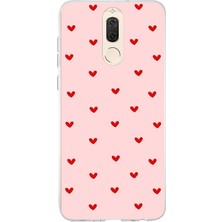 TechTree Huawei Mate 10 Lite Uyumlu Kırmızı Minik Kalpler Baskılı Silikon Kılıf