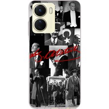TechTree Vivo Y16 Uyumlu Kırmızı Mustafa Kemal Atatürk Imza Baskılı Silikon Kılıf