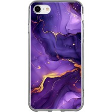 TechTree iPhone 6 - 6s Uyumlu Ametist Taşı Mor Mermer Baskılı Silikon Kılıf
