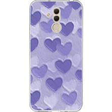 TechTree Huawei Mate 20 Lite Uyumlu Mor Kalpler Tasarımlı Baskılı Silikon Kılıf