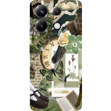 TechTree Poco X6 Pro Uyumlu Yeşil Estetik Pano Kolaj Baskılı Silikon Kılıf