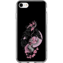 TechTree iPhone 6 - 6s Uyumlu Pembe Siyah Yılan Baskılı Silikon Kılıf