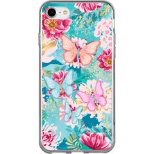 TechTree iPhone 6 - 6s Uyumlu Kelebekler ve Çiçekler Baskılı Silikon Kılıf