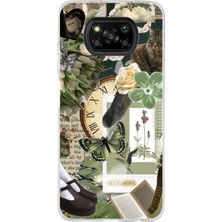 TechTree Poco X3 - X3 Pro Uyumlu Yeşil Estetik Pano Kolaj Baskılı Silikon Kılıf