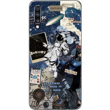 TechTree Samsung Galaxy A70 Uyumlu Retro Astronot Tasarımlı Baskılı Silikon Kılıf