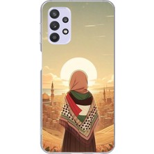 TechTree Samsung Galaxy A32 Uyumlu Filistine Özgürlük Kız Baskılı Silikon Kılıf