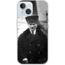 TechTree iPhone 15 Uyumlu Mustafa Kemal Atatürk Portre Baskılı Silikon Kılıf