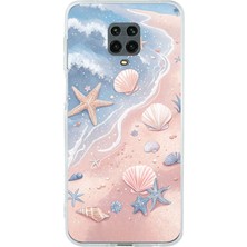 TechTree Redmi Note 9 ve 9s Uyumlu Sahil Deniz Kabuğu Baskılı Silikon Kılıf