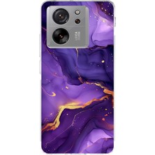 TechTree Xiaomi Mi 13T - 13T Pro Uyumlu Ametist Taşı Mor Mermer Baskılı Silikon Kılıf