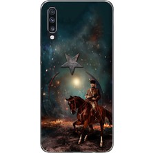 TechTree Samsung Galaxy A70 Uyumlu Atatürk At Üstünde Zafer Baskılı Silikon Kılıf