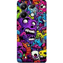 TechTree Poco X6 Pro Uyumlu Psikodeli Renkli Canavarlar Baskılı Silikon Kılıf