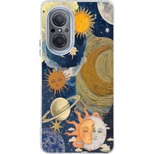 TechTree Huawei Nova 9 Se Uyumlu Güneş ve Ay Evren Tasarımlı Baskılı Silikon Kılıf