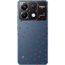TechTree Poco X6 Pro Uyumlu Kırmızı Kalpler Tasarımlı Baskılı Silikon Kılıf