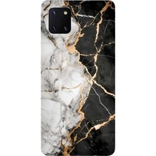 TechTree Samsung Galaxy Note 10 Lite Uyumlu Siyah Beyaz Mermer Baskılı Silikon Kılıf