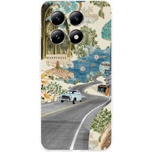 TechTree Xiaomi Mi 14T Pro Uyumlu Yeşil Sanatsal Yol Çiçekler Baskılı Silikon Kılıf