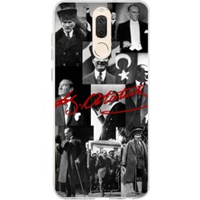 TechTree Huawei Mate 10 Lite Uyumlu Kırmızı Mustafa Kemal Atatürk Imza Baskılı Silikon Kılıf