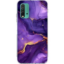 TechTree Redmi 9t - Poco M3 Uyumlu Ametist Taşı Mor Mermer Baskılı Silikon Kılıf