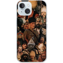 TechTree iPhone 15 Uyumlu Türk Büyükleri Kolaj Baskılı Silikon Kılıf