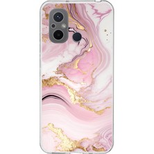 TechTree Redmi 12C Uyumlu Pembe Mermer Baskılı Silikon Kılıf