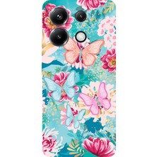 TechTree Poco X6 Pro Uyumlu Kelebekler ve Çiçekler Baskılı Silikon Kılıf