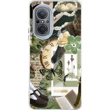 TechTree Huawei Nova 9 Se Uyumlu Yeşil Estetik Pano Kolaj Baskılı Silikon Kılıf