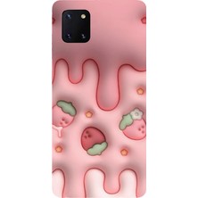 TechTree Samsung Galaxy Note 10 Lite Uyumlu Çilekli Pasta Baskılı Silikon Kılıf