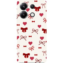 TechTree Poco X6 Pro Uyumlu Bordo Kalp ve Fiyonklar Baskılı Silikon Kılıf