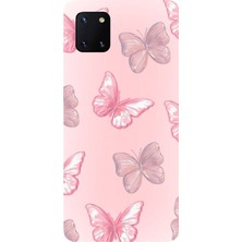 TechTree Samsung Galaxy Note 10 Lite Uyumlu Pembe Kelebekler Baskılı Silikon Kılıf