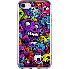 TechTree iPhone 6 - 6s Uyumlu Psikodeli Renkli Canavarlar Baskılı Silikon Kılıf