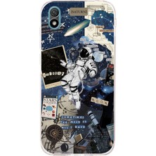 TechTree Huawei Y5 2019 - Honor 8s Uyumlu Retro Astronot Tasarımlı Baskılı Silikon Kılıf