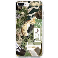 TechTree iPhone 7 Plus ve 8 Plus Uyumlu Yeşil Estetik Pano Kolaj Baskılı Silikon Kılıf